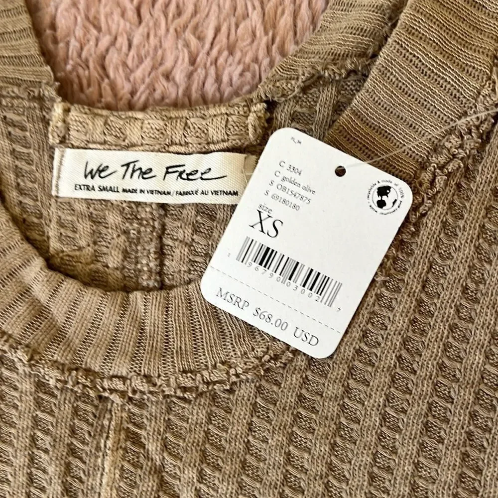 NWT Free People New Magic Thermal Tee shirt beige XS